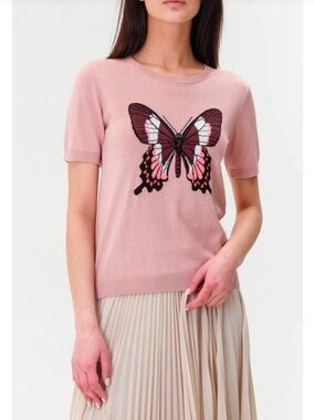 Weekend Max Mara Padana Short Sleeve Sweater knot butterfly S